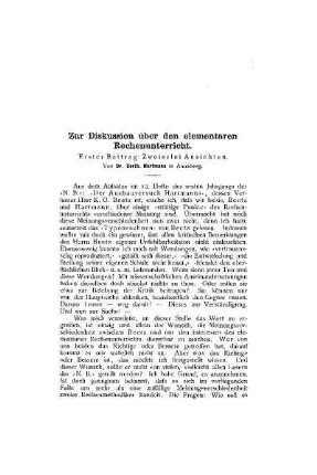 Zur Diskussionen über den elementaren Rechenunterricht