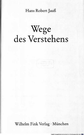 Wege des Verstehens