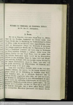 Geschichte der Buchdrucker und Buchhändler Erfurts im 15. bis 17. Jahrhundert