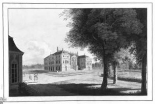 Ansicht des Palais im Großen Garten in Dresden : Wizani, Johann Friedrich. Ansicht des Palais im Großen Garten in Dresden. Aquarell; 39 x 61,6 cm. Dresden: SLUB B 1530