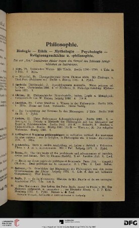 Philosophie: Biologie - Ethik - Mythologie - Psychologie - Religionsgeschichte u. -philosophie (Nr. 1-359)
