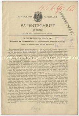 Patentschrift über Neuerungen an Sämaschinen des sogenannten Thorner Systems , Patent-Nr. 30220