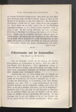 Schleirmacher und die Heidenmission
