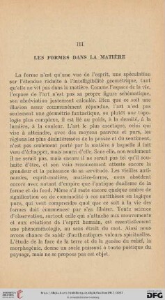 III. Les formes dans la matière