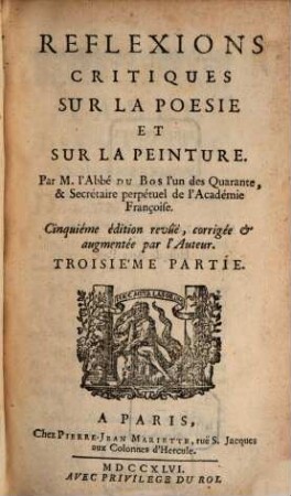 Réflexions Critiques Sur La Poesie Et Sur La Peinture, 3