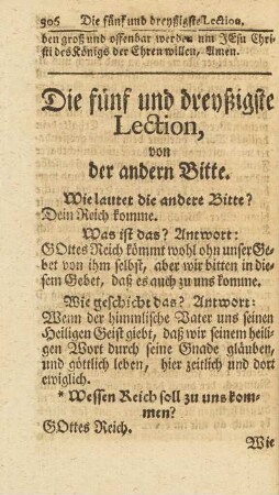 Die fünf und dreyßigste Lection, von der andern Bitte.