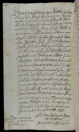 Vereidigung des außerordentlichen Professors der Rechtswissenschaften Sellius.