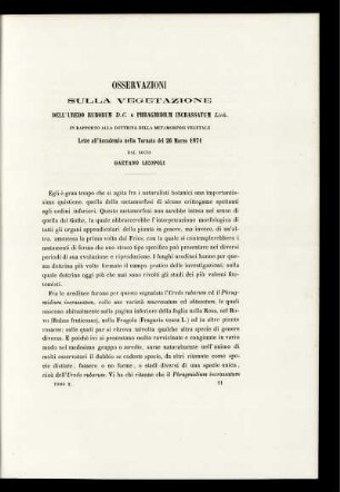 OSSERVAZIONI SULLA VEGETAZIONE