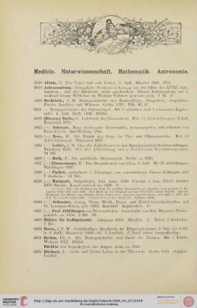 Medicin, Naturwissenschaft, Mathematik, Astronomie, Theologie, Pädagogik, Klassiker, Neu-Lateiner (Nr.5018-5356)
