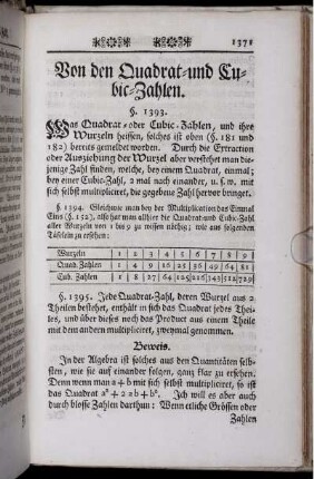 Von den Quadrat- und Cubic-Zahlen.