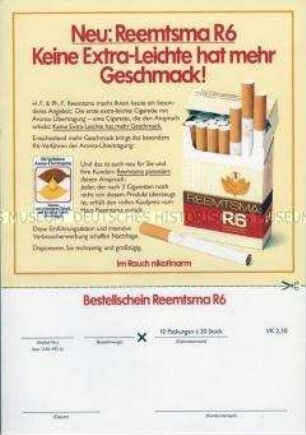 Bestellschein für "R6"-Zigaretten