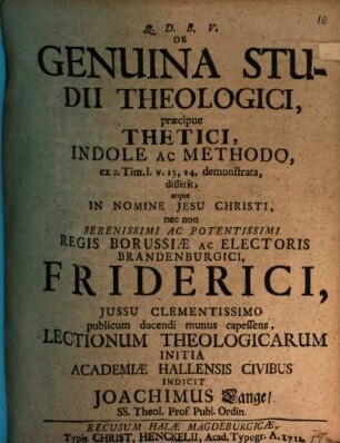 De genuina studii theologici, praecipue thetici, indole ac methodo, ex 2 Tim. I, 13. 14. demonstrata
