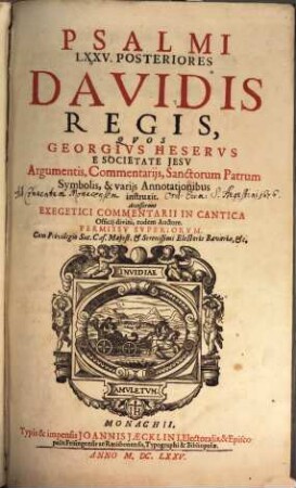 Psalmi CL. Regis Davidis, [2]. Psalmi LXXV. Posteriores Davidis Regis