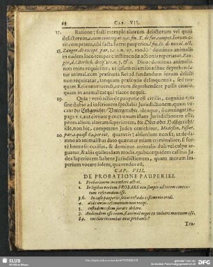 Cap. VIII. De Probatione Pauperiei
