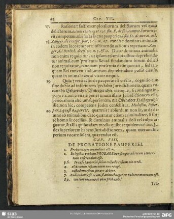 Cap. VIII. De Probatione Pauperiei