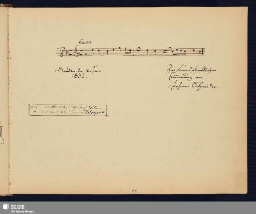 Schneider, Johann Gottlob; 1852 [Noten- und Texteintrag]