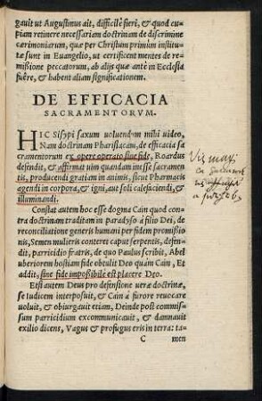 De Efficacia Sacramentorum.