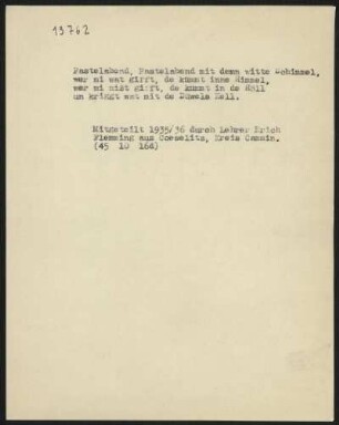 Fastelabend, Fastelabend mit denn witte Schimmel,
