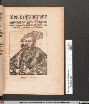 Von vrsprung vnd || herkomen der Stat Torgaw/|| welche in den Landtaffeln Ptolomej (wie || man helt) genennet wird Argelia.||