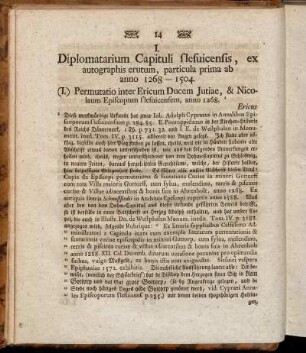 I. Diplomatarium Capituli slesvicensis,[...]