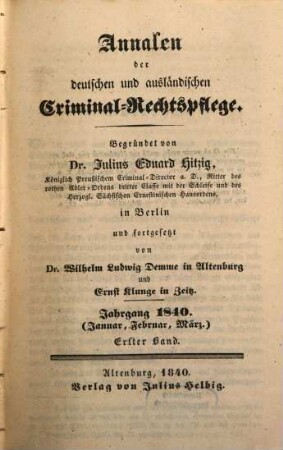 Annalen der deutschen und ausländischen Criminal-Rechtspflege. 10. 1840