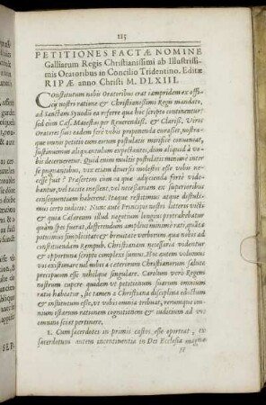 Petitiones Factae Nomine Galliarum Regis Christianissimi ab Illustrissimis Oratoribus in Concilio Tridentino ... 1563