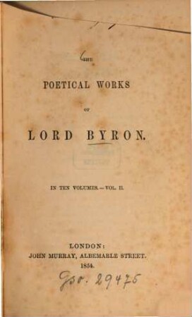The poetical works of Lord Byron : In 10 vol.. 2