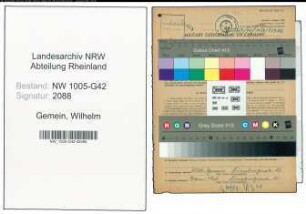 Entnazifizierung Wilhelm Gemein , geb. 01.04.1895 (Schneider)
