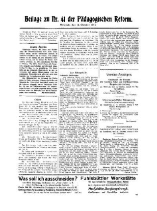 Zur Kriegshilfe : Beilage zu Nr. 41 der Pädagogischen Reform