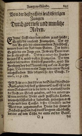 Von der bestrafften leichtfertigen Zungen Durch gottlose und unnütze Reden.
