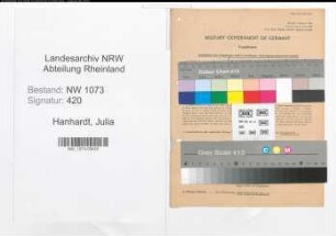 Entnazifizierung Julia Hanhardt , geb. 09.01.1908 (Lehrerin)