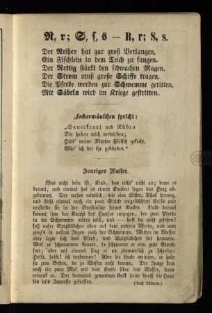 R, r ; S, s [Sprüche und Kurzgeschichte zu den Buchstaben R + S]