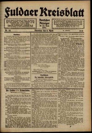 Ausgabe vom Dienstag, den 08. April 1919.
