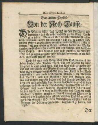 Das andere Capitel, Von der Noth-Tauffe