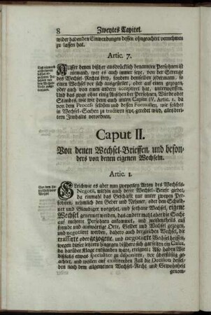 Caput II. Von denen Wechsel-Brieffen, und besonders von denen eigenen Wechseln.