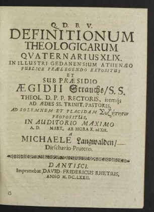 Definitionum Theologicarum Quaternarius XLIX.