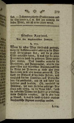 Fünftes Kapittel. Von den diaphoretischen Arzneyen.