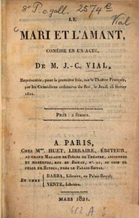 Le mari et l'amant : comédie en un acte