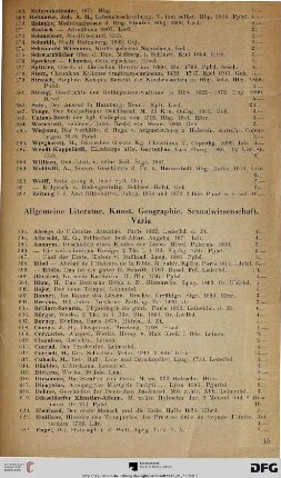 Allgemeine Literatur, Kunst Geographie, Sexualwissenschaft, Varia (Nr. 593-840)