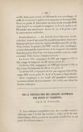 Sur la construction des cubiques cuspidales par points et tangentes.