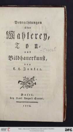 Betrachtungen über Mahlerey, Ton- und Bildhauerkunst