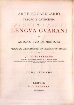 Arte, bocabulario, tesoro y catecismo de la lengua Guaraní, 2