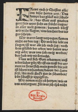 FRewt euch jr Christen alle/ || inn diser herten zeyt/