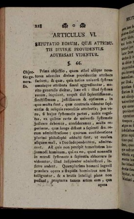 Articulus VI. Refutatio Eorum, Quæ Attributis Divinæ Providentiæ Adversari Videntur.