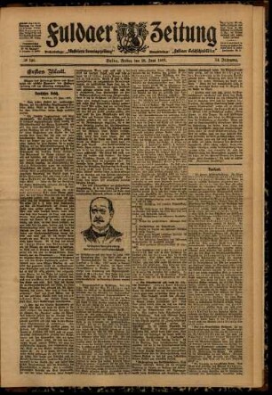 Erste Ausgabe vom Freitag, den 28. Juni 1907.