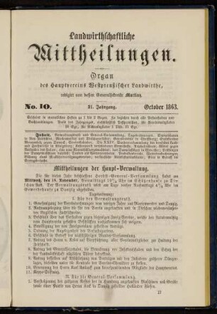 No. 10. 31. Jahrgang. October 1863