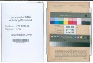 Entnazifizierung Arno Radermacher , geb. 20.08.1907 (Angestellter)