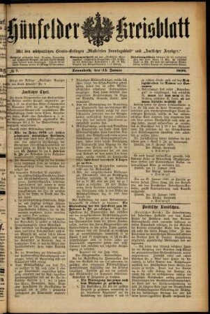 Ausgabe vom Samstag, den 15. Januar 1898.