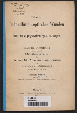 Ueber die Behandlung septischer Wunden und Amputation bei progredienter Phlegmone und Gangrän