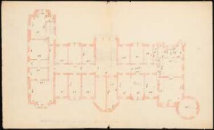 Schloss Schlemmin: Grundriss Kellergeschoss mit Maßangaben